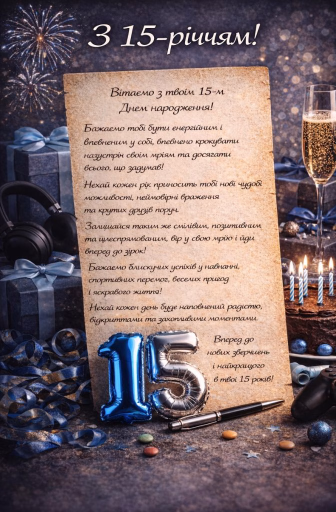 Привітання з днем народження 15 років